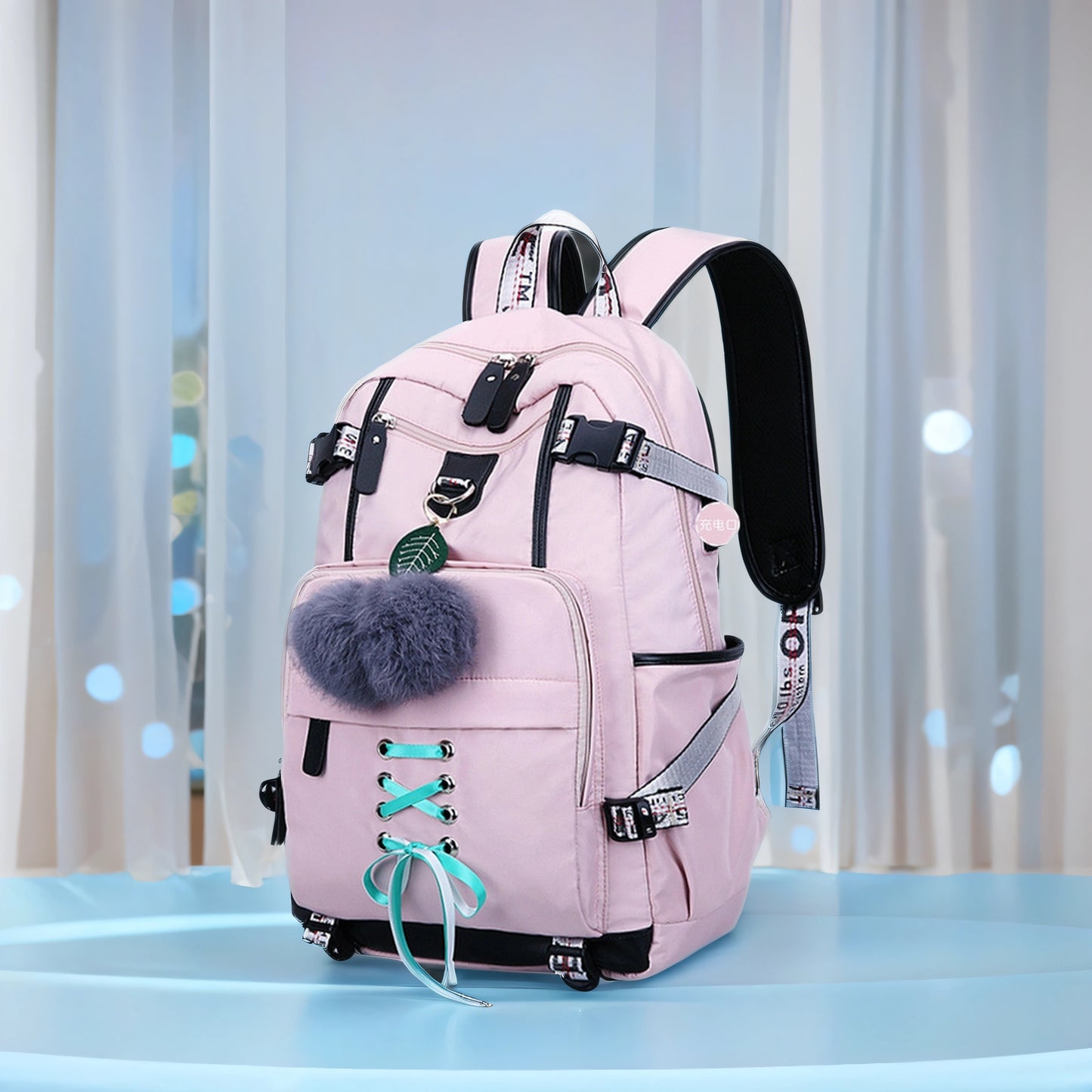 4BagStyle - Mochila USB con conexión Pompom